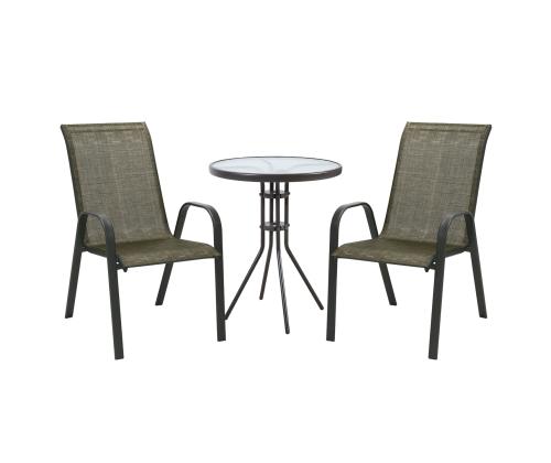 Puutarhakalusteet DUBLIN pöytä, 2 tuolia, kullanruskea