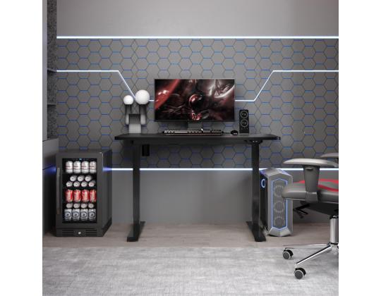 Työpöytä ERGO 1 moottorilla 140x80xH71-121cm, musta/musta, melamiinilevy