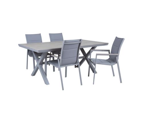Puutarhakalustesarja CORINNA pöytä ja 4 tuolia