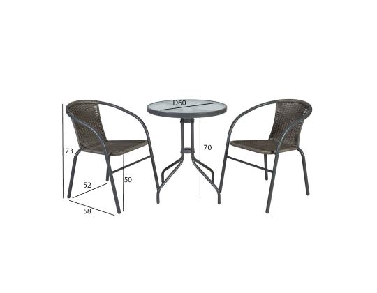 Parvekesarja BISTRO pöytä ja 2 tuolia