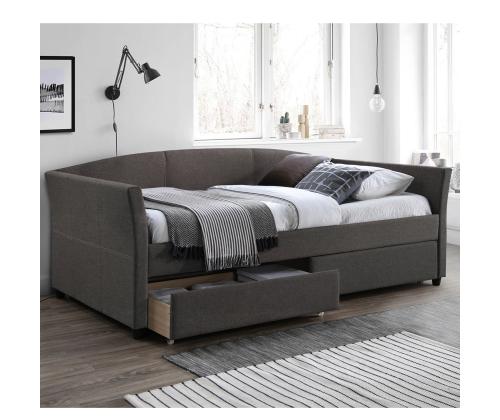 Sänky GENESIS 90x200cm, patjalla HARMONY UNO, harmaa, 98x220xK78cm, MDF, polyesterikangas