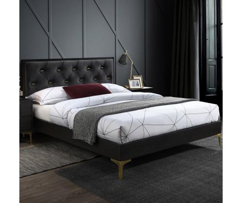 Sänky POEM 160x200cm, patjalla HARMONY TOP, tummanharmaa, 164,5x208xK100cm, MDF, metalli, polyesterikangas