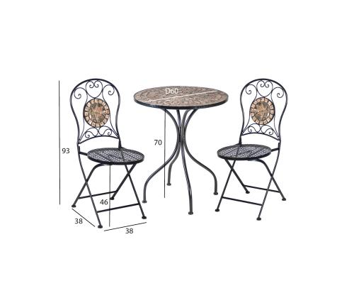 Parvekesetti MOSAIC pöytä ja 2 tuolia