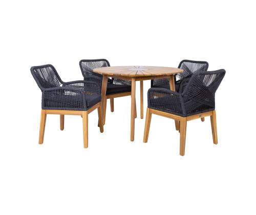 Puutarhakalustesarja FLORIDA pöytä ja 4 tuolia, harmaa