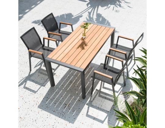 Puutarhakalusteet TAMPERE pöytä 160x80xH75cm, 4 tuolia 56x63xH90cm, lampi, alumiini