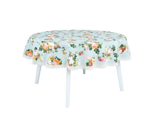 Pöytäliina SUMMER FLOWER pitsillä, D170cm, kukka, 20% polyesteri, 80% puuvilla, kangas 429