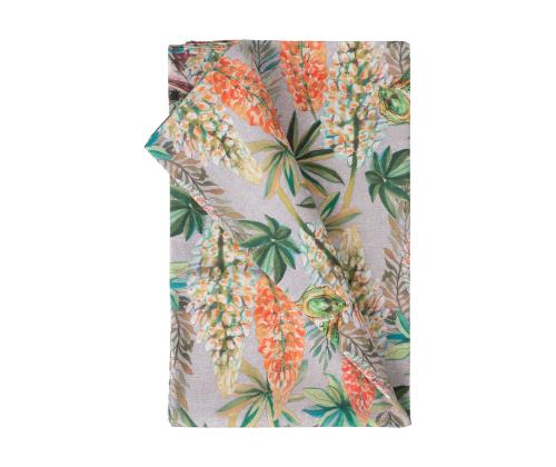 Pöytäliina LONETA UUSI 136x220cm, kukkia ja sammakoita, 50% polyesteri, 50% puuvilla, kangas 484