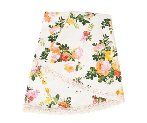 Pöytäliina HOLLY pitsillä, D170cm, vaaleanpunainen, 20% polyesteri, 80% puuvilla, kangas 495