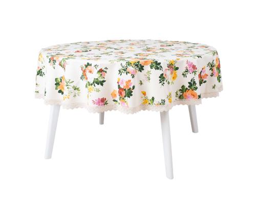 Pöytäliina HOLLY pitsillä, D170cm, vaaleanpunainen, 20% polyesteri, 80% puuvilla, kangas 495