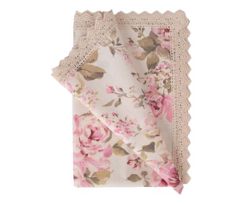 Pellava HOLLY 75x75cm, maalatut ruusut, 20% polyesteri, 80% puuvilla, kangas 497