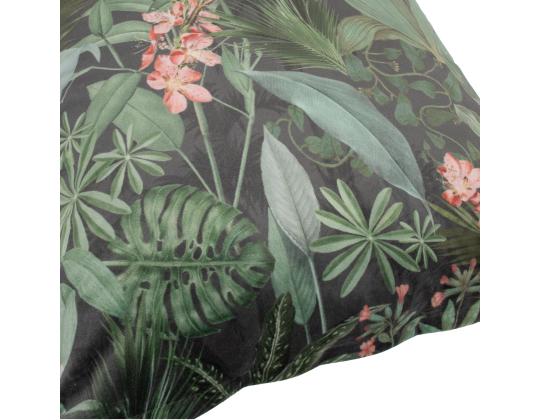 Tyyny HOLLY 45x45cm, vetoketju, trooppisia kasveja sametti, 100% polyesteri, kangas 416