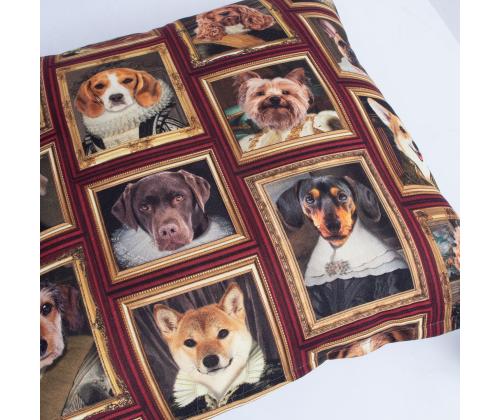 Tyyny HOLLY 45x45cm, lukolla, koirat kehyksessä, 100% puuvillaa, kangas 438