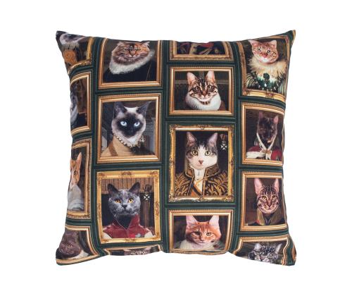 Tyyny HOLLY 45x45cm, lukolla, kissat kehyksessä, 100% puuvillaa, kangas 439