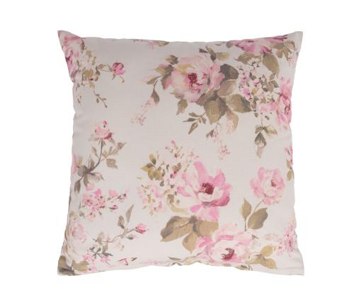 Tyyny HOLLY 45x45cm lukolla, maalatut ruusut, kangas 80% puuvillaa, 20% polyesteriä, kangas 497