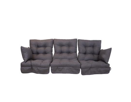 Keinutyynyt ROMA 56x108x10cm/3kpl, tummanharmaa, 50% polyesteri, 50% puuvilla