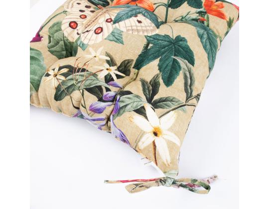 Tuolinpäällinen AMAZONIA 40x40cm, beige kukka, 100% polyesteriä
