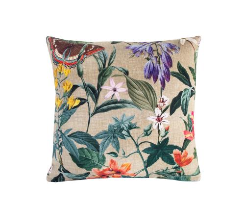 Tyyny AMAZONIA 45x45cm, kukkia beigellä pohjalla, 100% puuvillaa, kangas 248