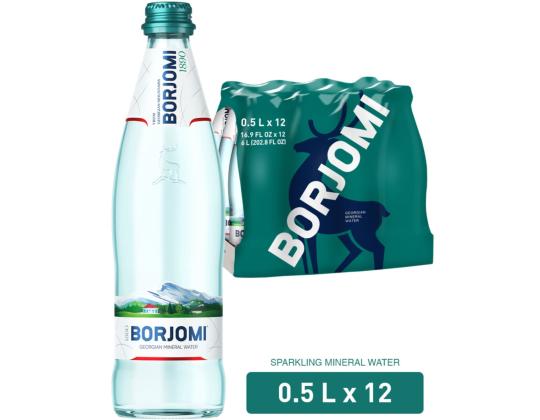 Kivennäisvesi BORJOMI 0,5L hiilihapotussa luonnonlasipullossa