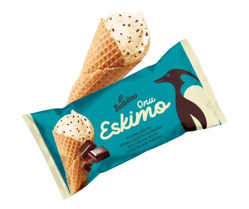ONU ESKIMO Kermajäätelö suklaalastuilla vohvelikartiossa 165ml/80g x 28