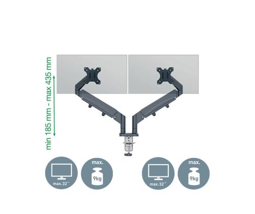 Näytön pöytäteline LEITZ Ergo SpaceSaving Dual