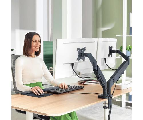 Näytön pöytäteline LEITZ Ergo SpaceSaving Dual