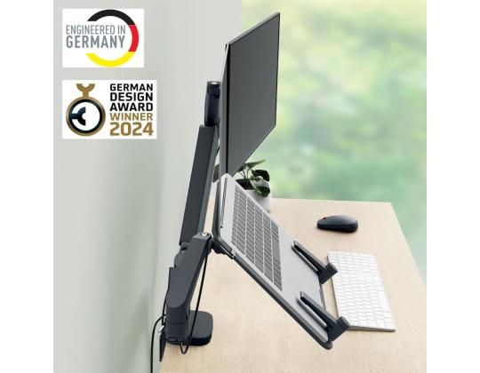 Monitoriteline 2-lle Leitz Ergo Space-Saving Dual with Laptop Arm