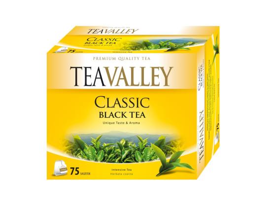 Musta tee TEAVALLEY Classic 75 kpl pakkauksessa