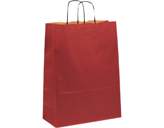 Paperipussi, jossa paperinauhakahva 320x140x420 mm, 100 gsm, punainen voimapaperi