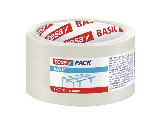 Pakkausteippi TESA Basic, 48mmx50m, läpinäkyvä