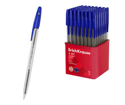 Kuulakärkikynä korkilla ERICH KRAUSE R-301 Stick Classic 1mm tummansininen