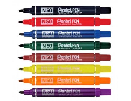 Permanentne marker PENTEL N50 koonilise otsaga metallkorpusega must