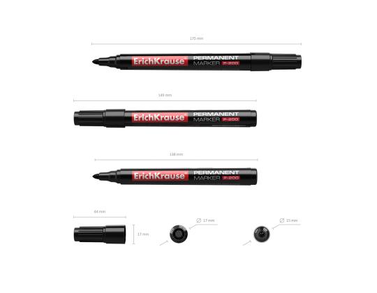 Pysyvä tussi ERICH KRAUSE P-200 0,8-2,2mm kartiomaisella kärjellä musta