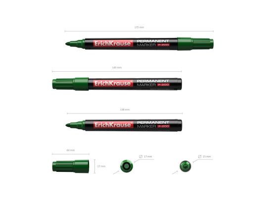 Pysyvä tussi ERICH KRAUSE P-200 0,8-2,2mm kartiomaisella kärjellä, vihreä