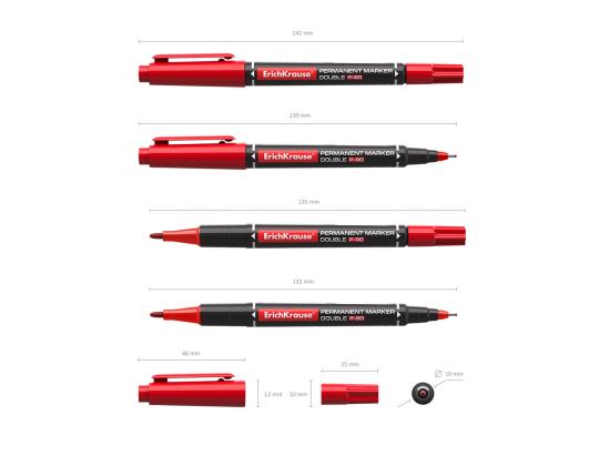 Permanentne marker ERICH KRAUSE P-80 kahe otsaga 0,5/2,0mm punane