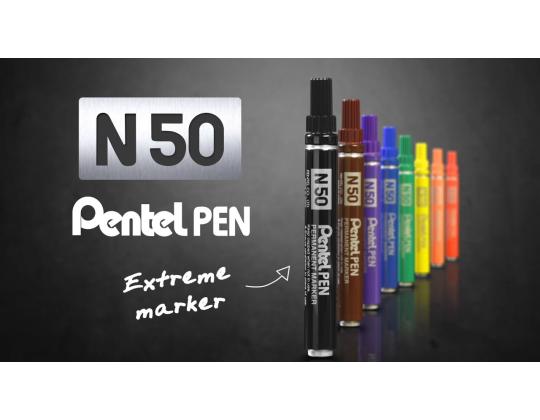 Permanentne marker PENTEL N50 koonilise otsaga metallkorpusega must