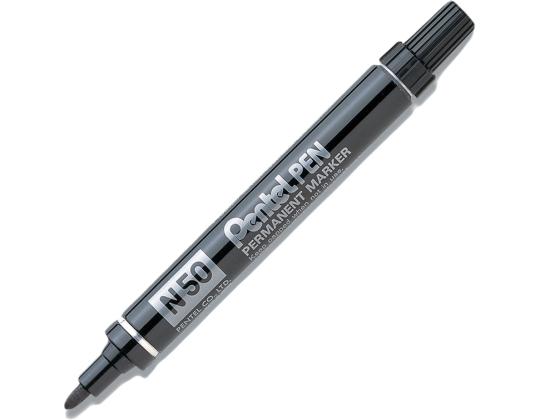 Permanentne marker PENTEL N50 koonilise otsaga metallkorpusega must