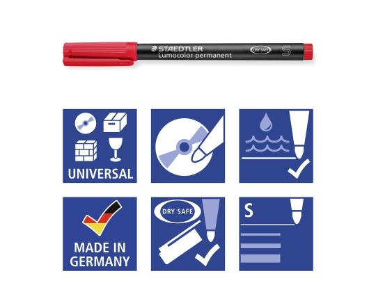 Pysyvä tussi OHP STAEDTLER Lumocolor 313 S 0,4mm 4 värin sarja
