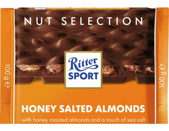 RITTER SPORT maitosuklaa manteleilla, hunajalla ja suolalla 100g