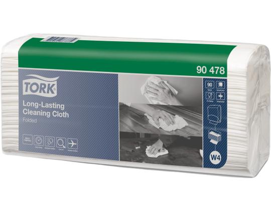 Puhdistusliinat muovipakkauksessa TORK Long Lasting W4 1-kerroksinen valkoinen 90 kpl pakkauksessa