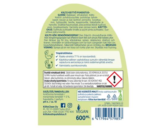 Puhdistusaine KIILTO Keittiö sprei 600ml