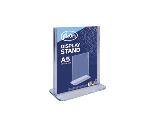 Mainosteline pöydälle A5 pystysuorassa T-jalassa
