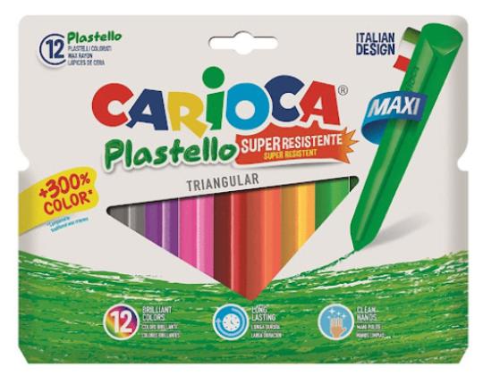 Värikynä CARIOCA Plastello Jumbo kolmipuolinen 12 väriä