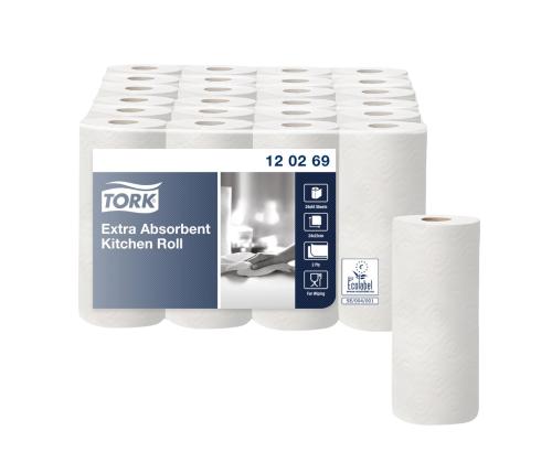 Vetopyyherulla Tork Premium Kitchen Rollvalkoinen 2-kert.