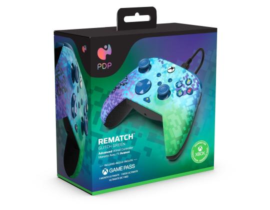 PDP, Xbox Series X|S & PC, Glitch Green REMATCH Advanced Wired Controller - Pult