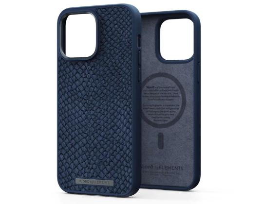 NJORD BYELEMENTS Salmon Leather MagSafe, iPhone 14 Pro Max, sininen - Nahkakotelo