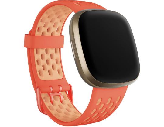 FITBIT Sense & Versa 3, Urheiluranneke, Suuri, oranssi/beige - Kelloranneke