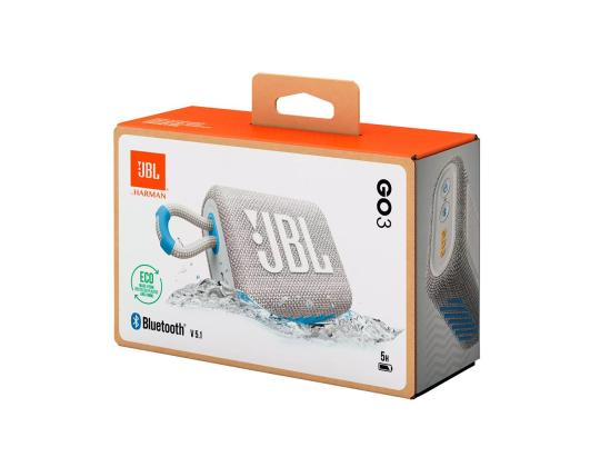 Kannettava kaiutin JBL Go3, IPX7, eko valkoinen