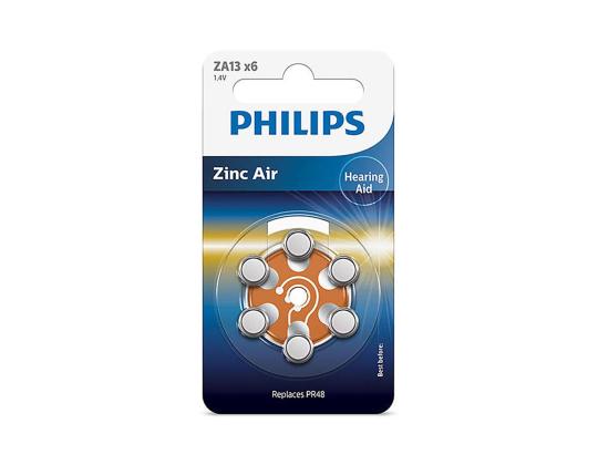 6 x Patareid PHILIPS ZA13 1,4 V 6 sinkkiilma (PR48)