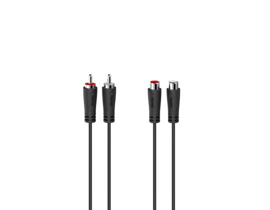 Hama Audio jatkokaapeli, 2 RCA-pistoketta - 2 RCA-liitintä, 3 m, musta - Kaapeli