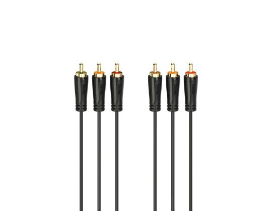 Hama Audio/Video Kaapeli, 3 RCA - 3 RCA, kullattu, 1,5 m, musta - Kaapeli